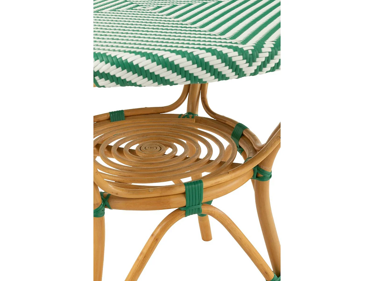 Table à Manger en Rotin "Danial" 90cm Vert Foncé