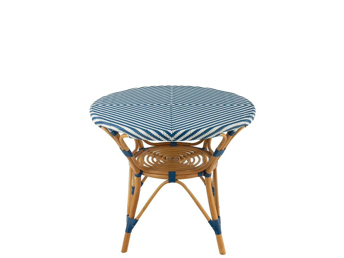 Table à Manger en Rotin "Danial" 90cm Bleu