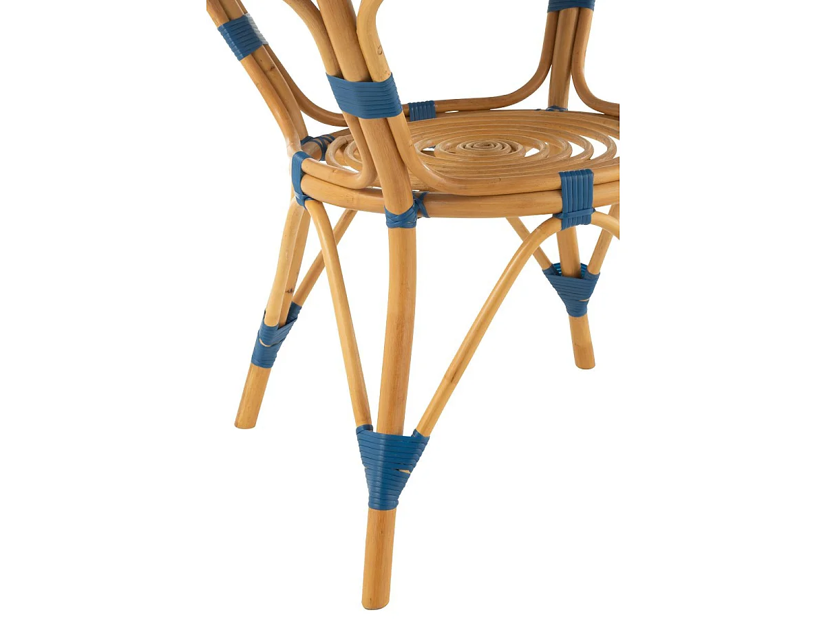 Table à Manger en Rotin "Danial" 90cm Bleu