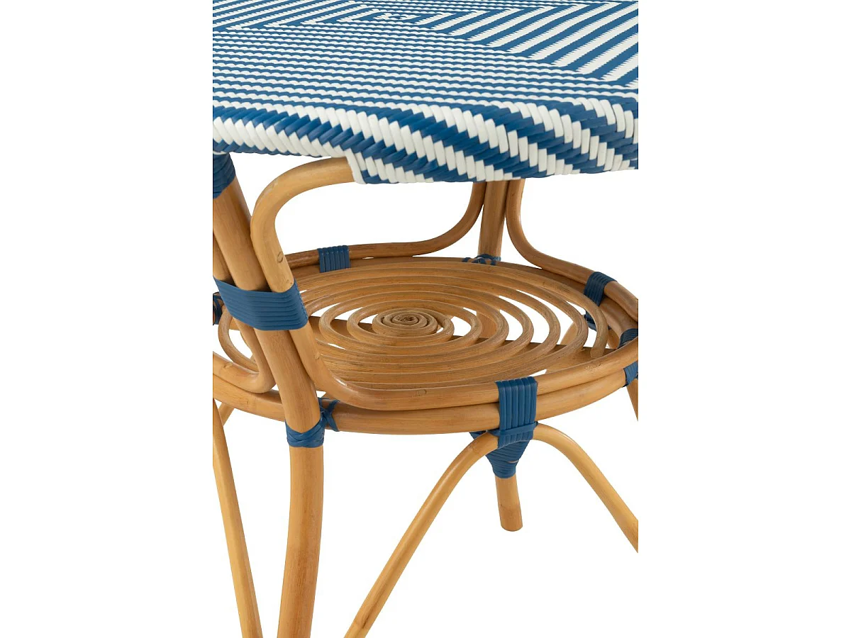 Table à Manger en Rotin "Danial" 90cm Bleu