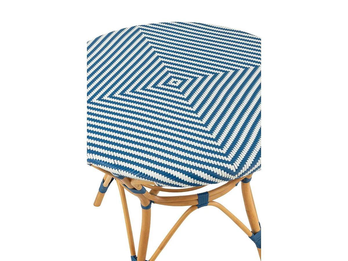 Table à Manger en Rotin "Danial" 90cm Bleu