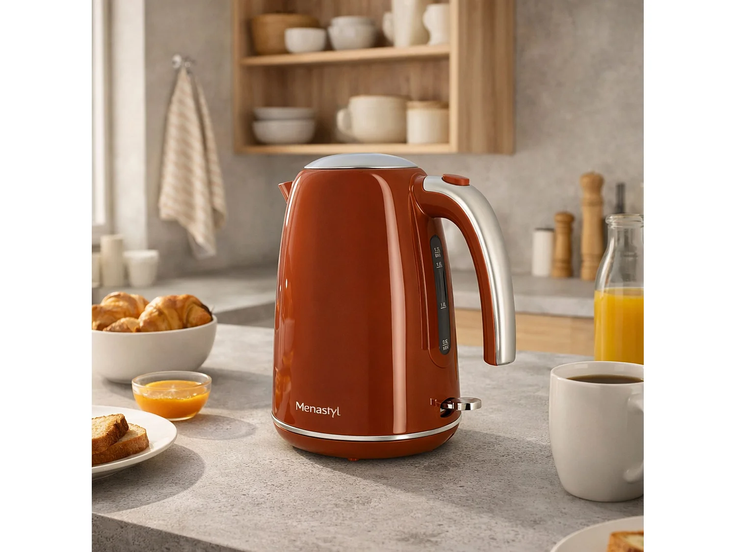 Menastyl - Bouilloire Retro 1.7l En Acier Inoxydable Brique
