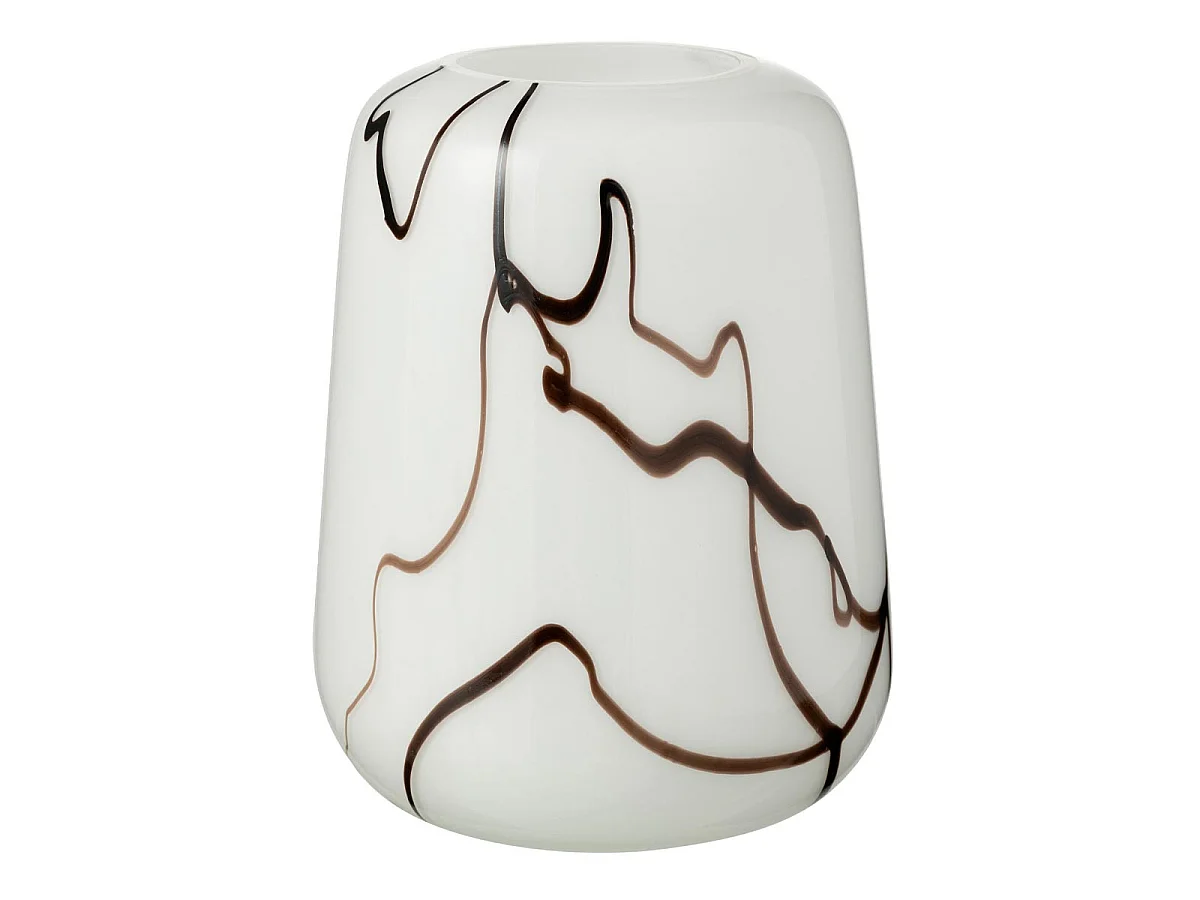 Vase Déco en Verre "Effet Fumé" 22cm Blanc