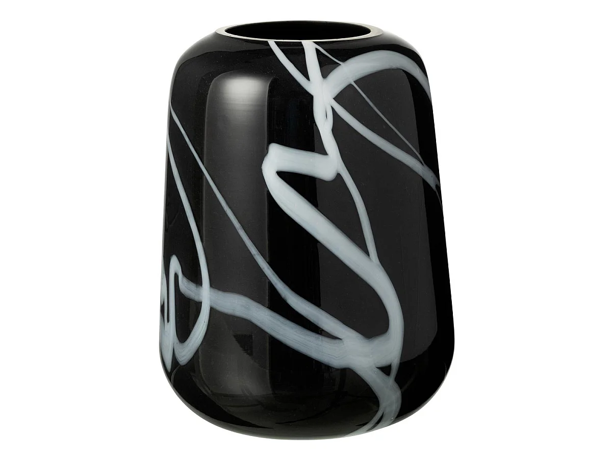 Vase Déco en Verre "Effet Fumé" 22cm Noir