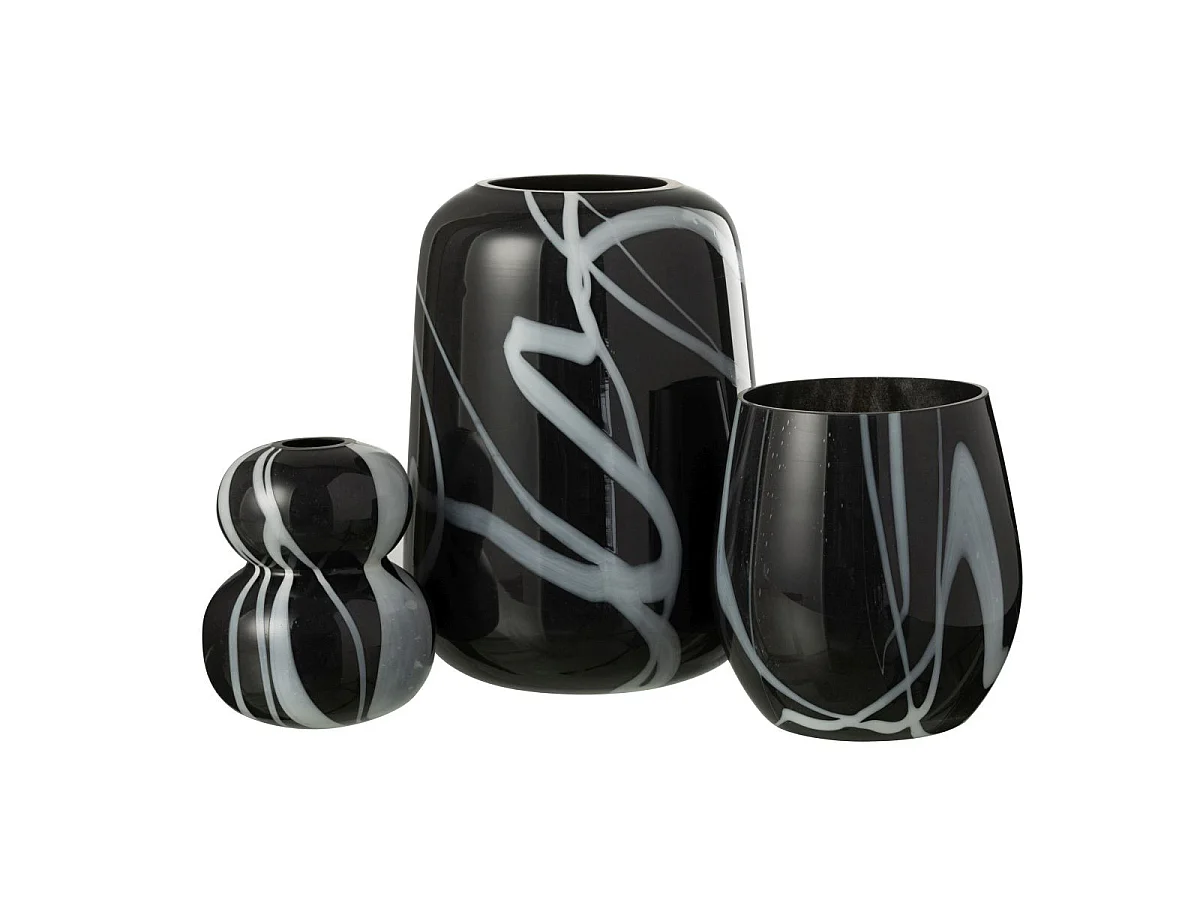 Vase Déco en Verre "Effet Fumé" 22cm Noir