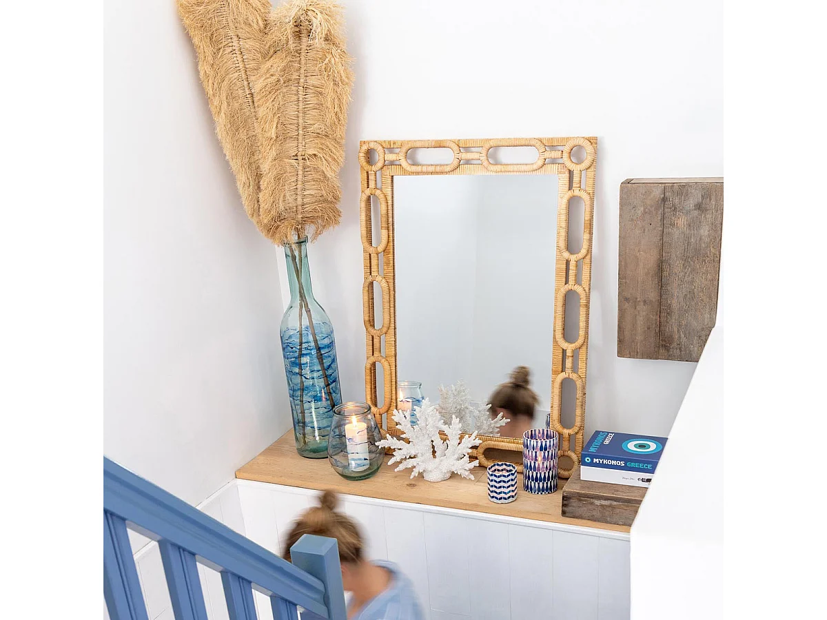 Miroir Mural en Rotin "Ring" 101cm Naturel