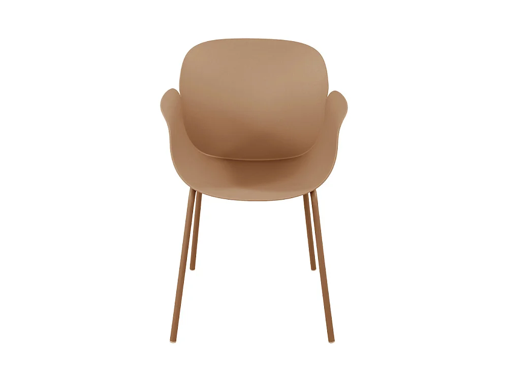 Acapulco - Lot de 4 fauteuils de table intérieur et extérieur en plastique et métal - Caramel