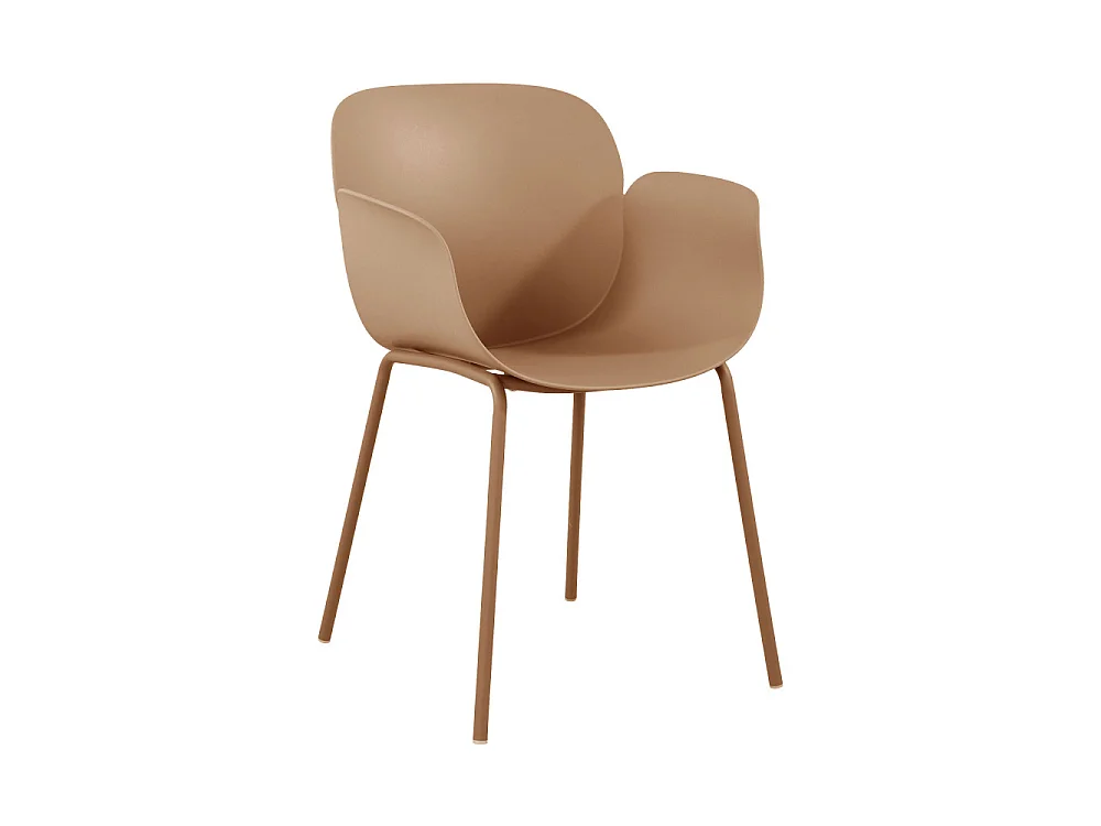 Acapulco - Lot de 4 fauteuils de table intérieur et extérieur en plastique et métal - Caramel