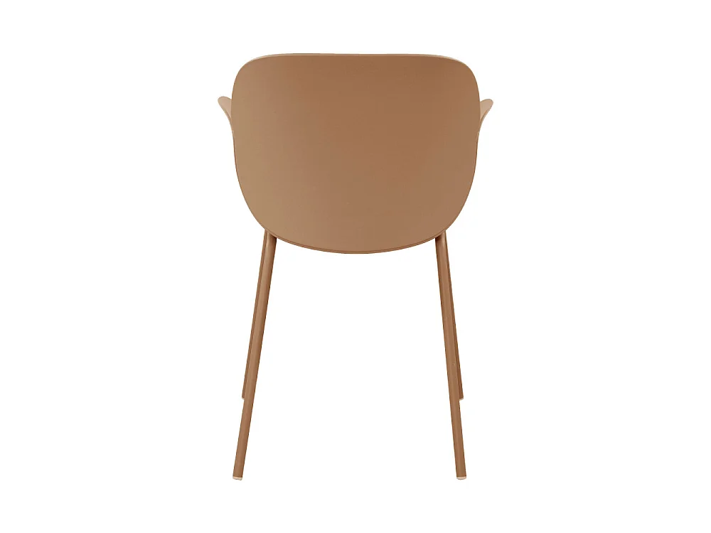 Acapulco - Lot de 4 fauteuils de table intérieur et extérieur en plastique et métal - Caramel