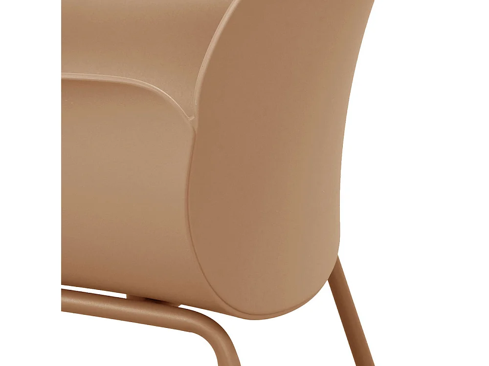 Acapulco - Lot de 4 fauteuils de table intérieur et extérieur en plastique et métal - Caramel