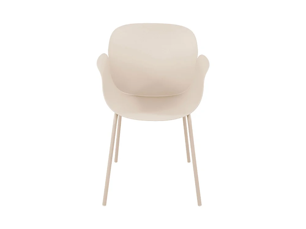 Acapulco - Lot de 4 fauteuils de table intérieur et extérieur en plastique et métal - Beige