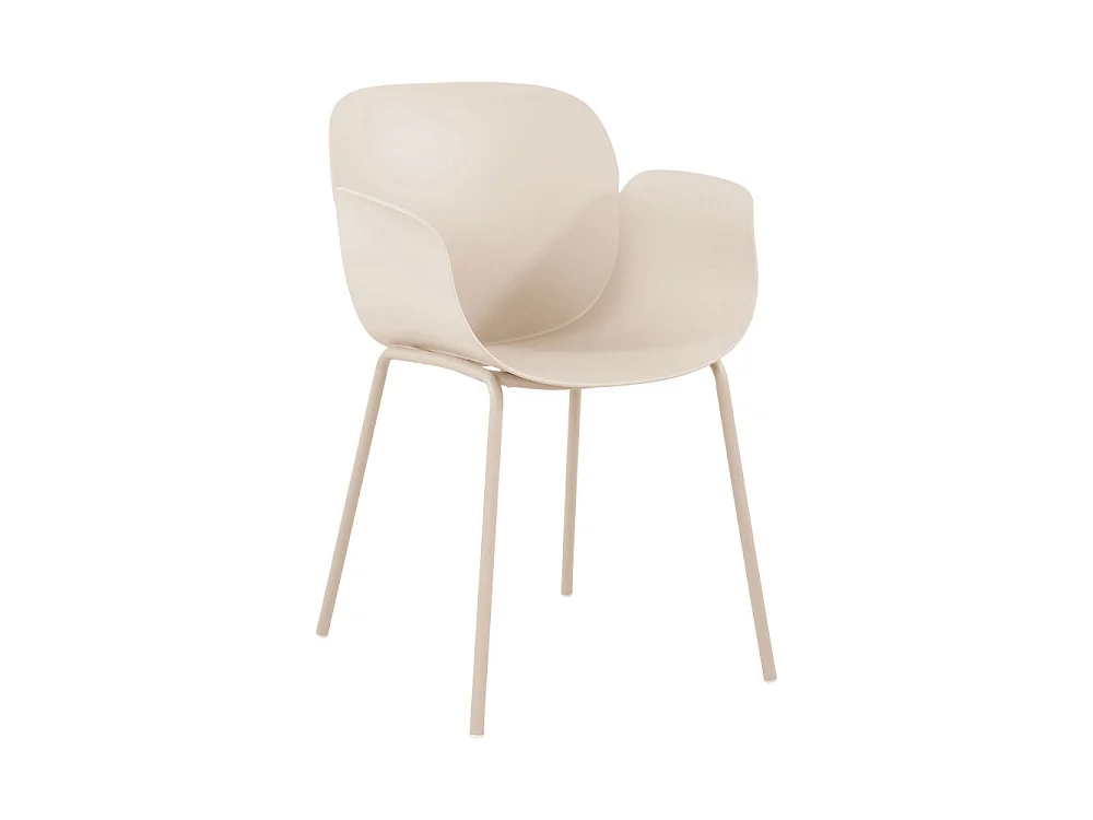 Acapulco - Lot de 4 fauteuils de table intérieur et extérieur en plastique et métal - Beige