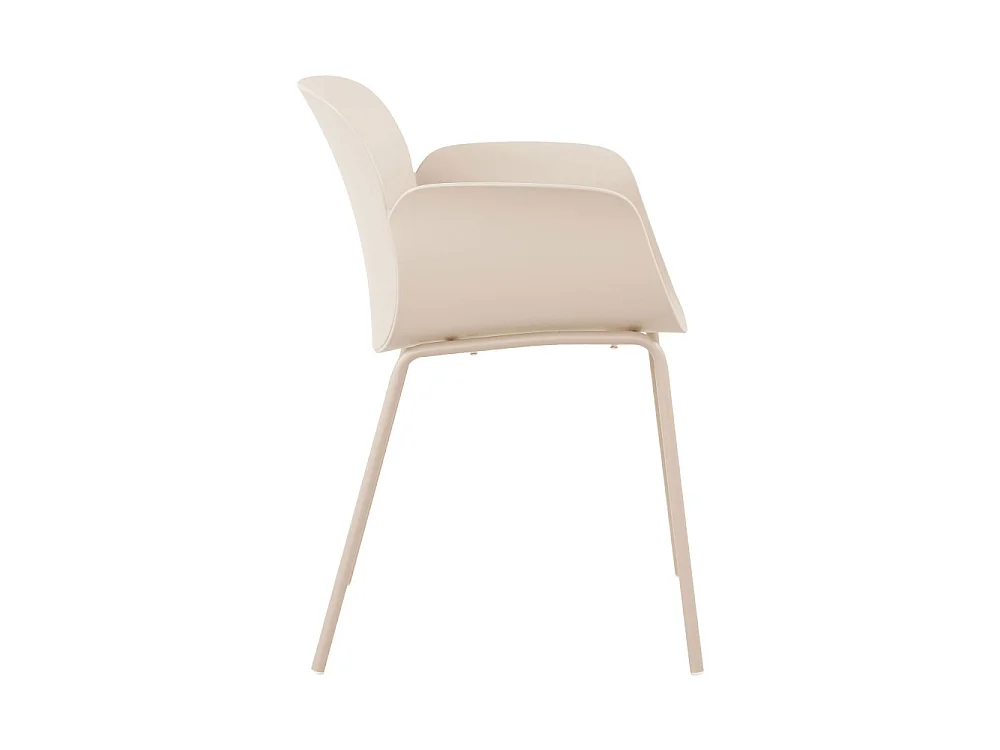 Acapulco - Lot de 4 fauteuils de table intérieur et extérieur en plastique et métal - Beige