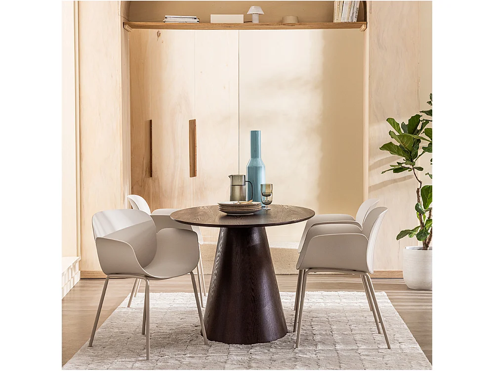 Acapulco - Lot de 4 fauteuils de table intérieur et extérieur en plastique et métal - Beige