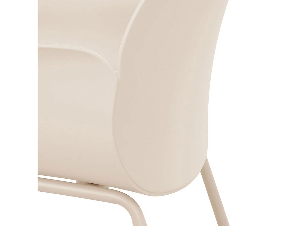 Acapulco - Lot de 4 fauteuils de table intérieur et extérieur en plastique et métal - Beige