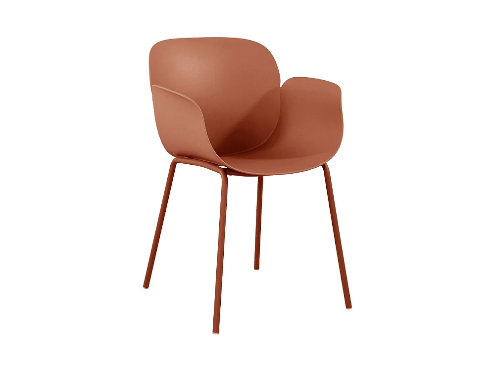 Acapulco - Lot de 4 fauteuils de table intérieur et extérieur en plastique et métal - Terracotta