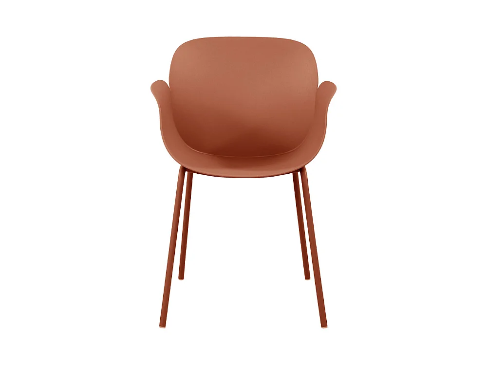 Acapulco - Lot de 4 fauteuils de table intérieur et extérieur en plastique et métal - Terracotta
