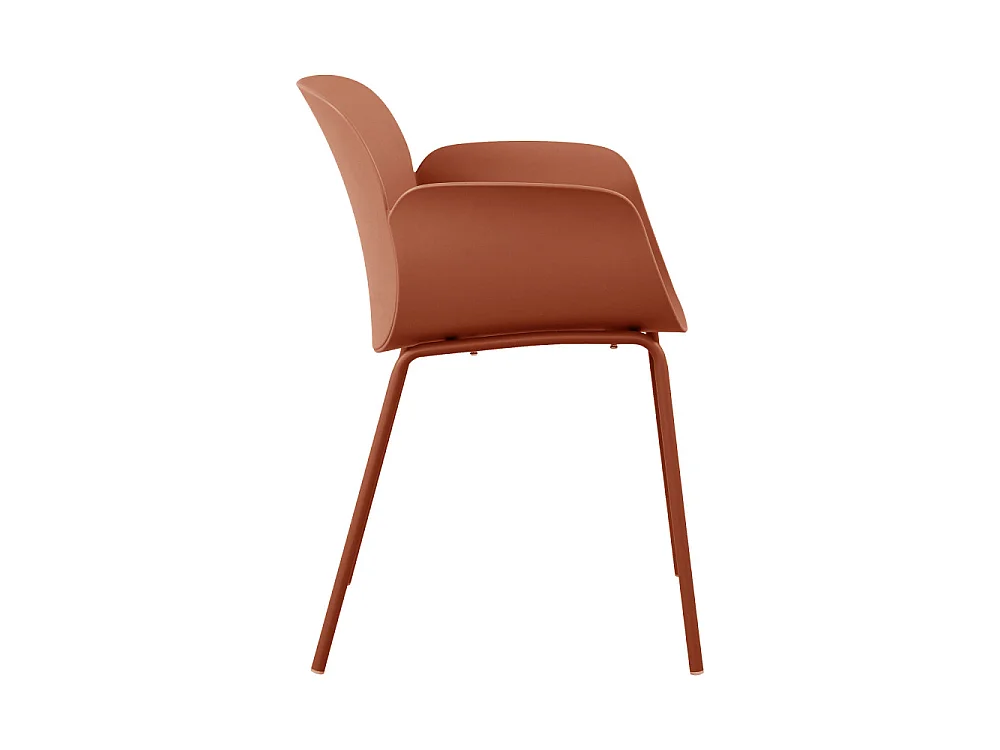 Acapulco - Lot de 4 fauteuils de table intérieur et extérieur en plastique et métal - Terracotta