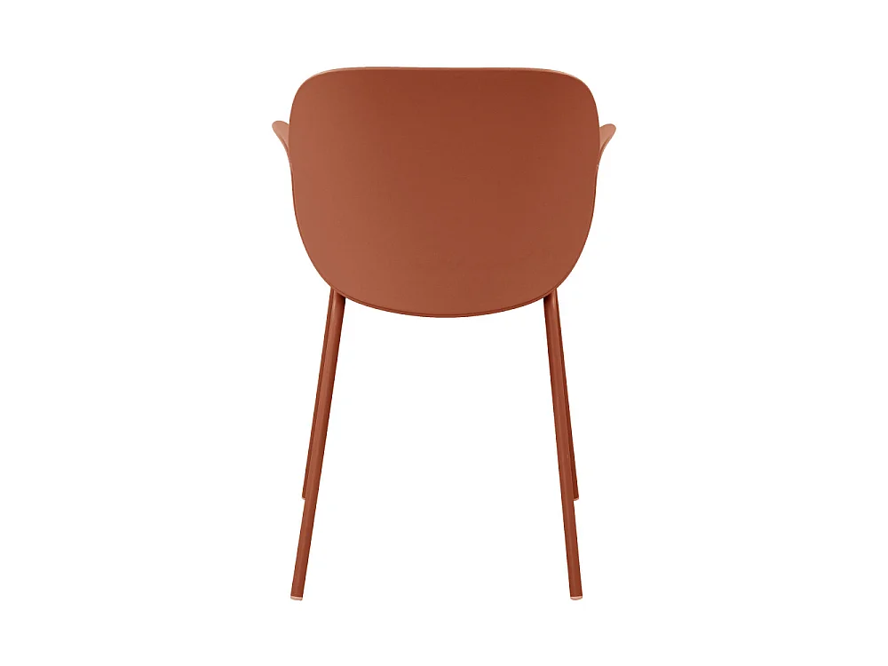 Acapulco - Lot de 4 fauteuils de table intérieur et extérieur en plastique et métal - Terracotta