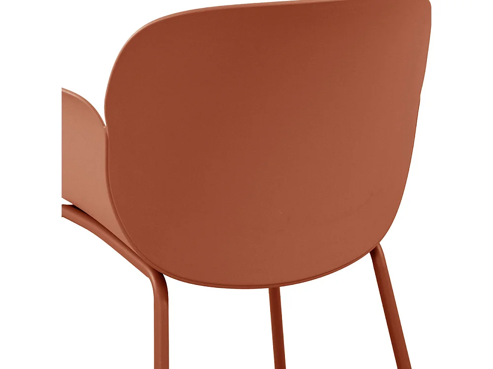 Acapulco - Lot de 4 fauteuils de table intérieur et extérieur en plastique et métal - Terracotta