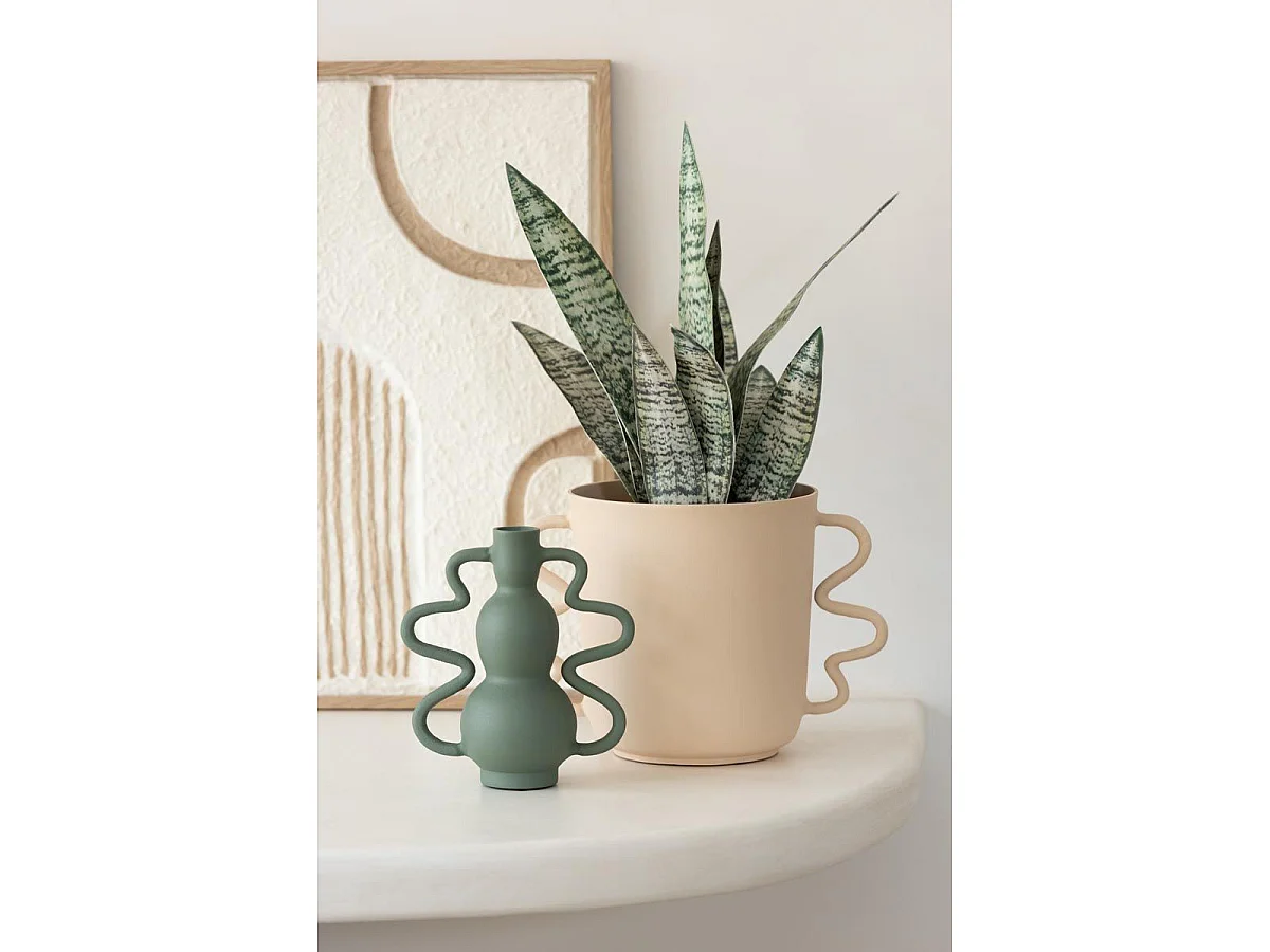 Vase Déco en Aluminium "Julien" 34cm Beige