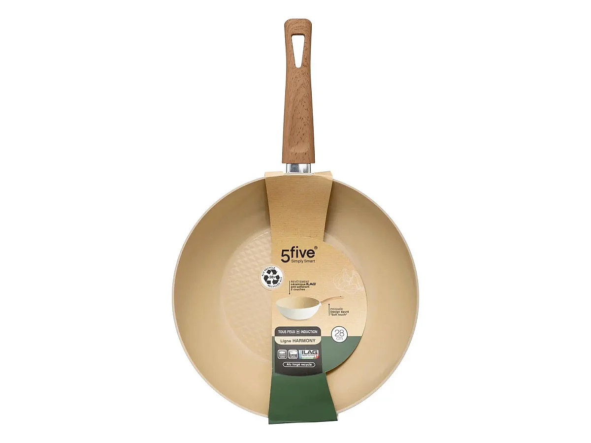 Wok en Aluminium Forgé "Harmony" 28cm Beige