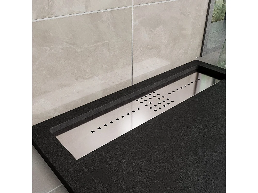 Receveur de douche 80x180 cm extra plat en résine minérale ORION noir