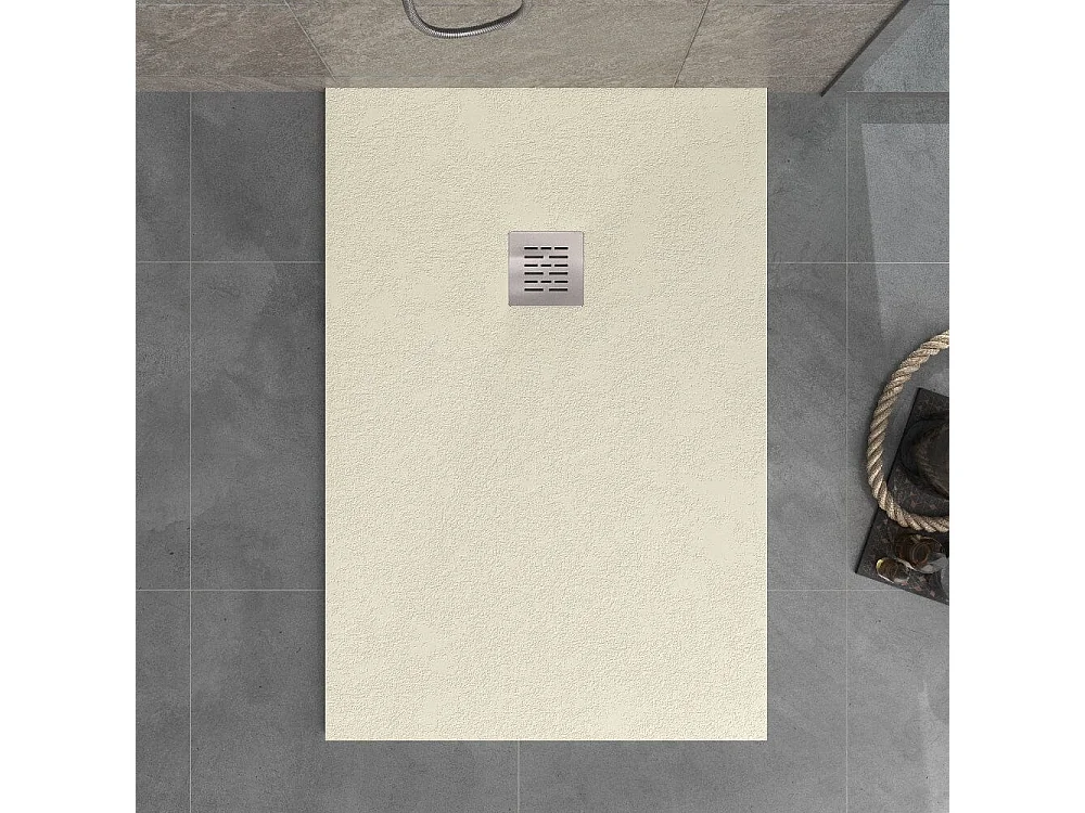 Plato de ducha resina SIERRA crema  100x90 cm rejilla acero inox.