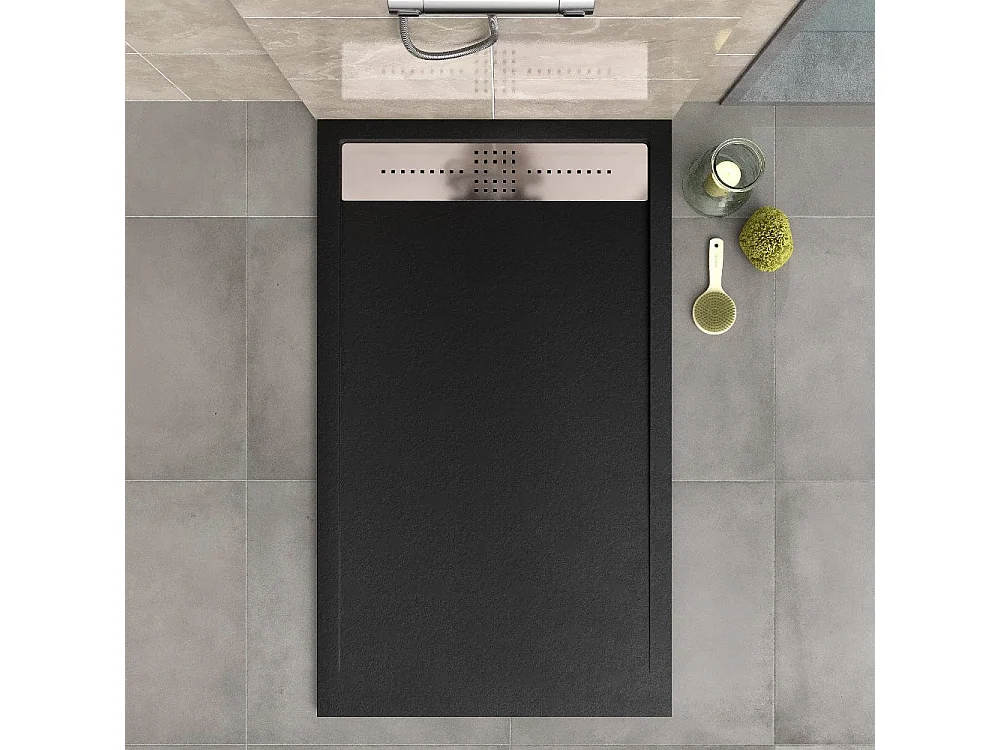 Receveur de douche 80x120 cm extra plat en résine minérale ORION noir
