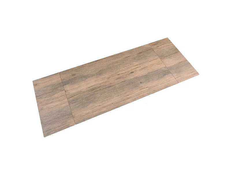 Table extensible 180 à 260 cm céramique effet bois pied central X plaqué bois clair - TEXAS 13