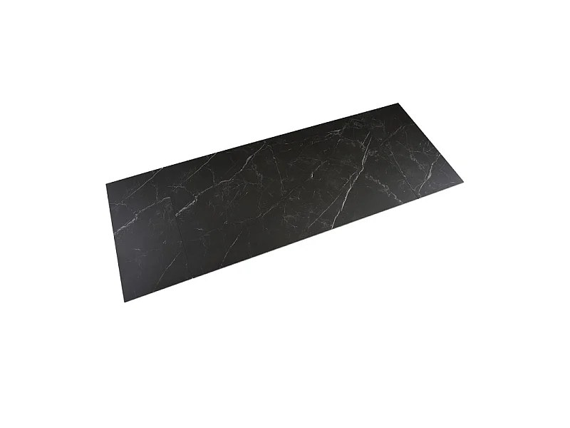 Table extensible 160 à 240 cm céramique noir marbré pied central X plaqué bois clair - INDIANA 13