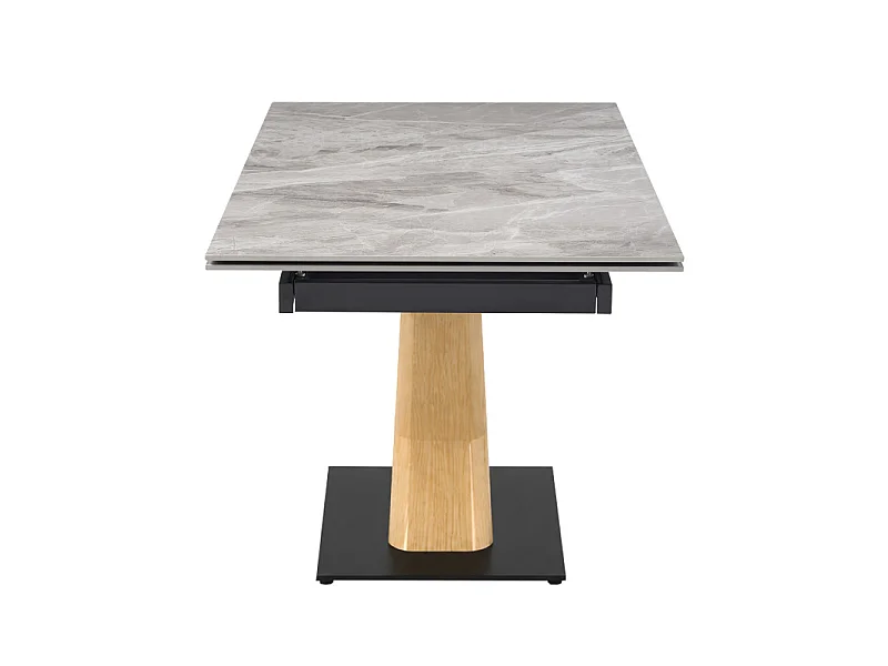 Table extensible 180 à 260 cm céramique gris laqué pied central X plaqué bois clair - DAKOTA 13