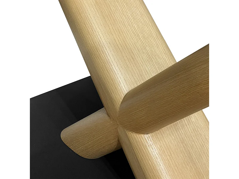Table extensible 180 à 260 cm céramique gris anthracite pied central X plaqué bois clair - UTAH 13