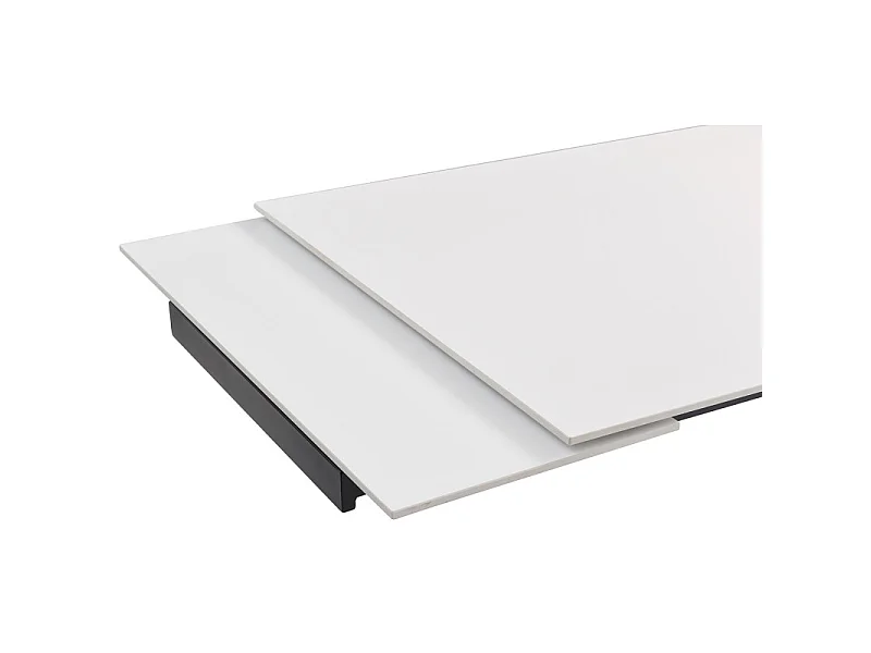 Table extensible 180 à 260 cm céramique blanc pied central X plaqué bois clair - OREGON 13