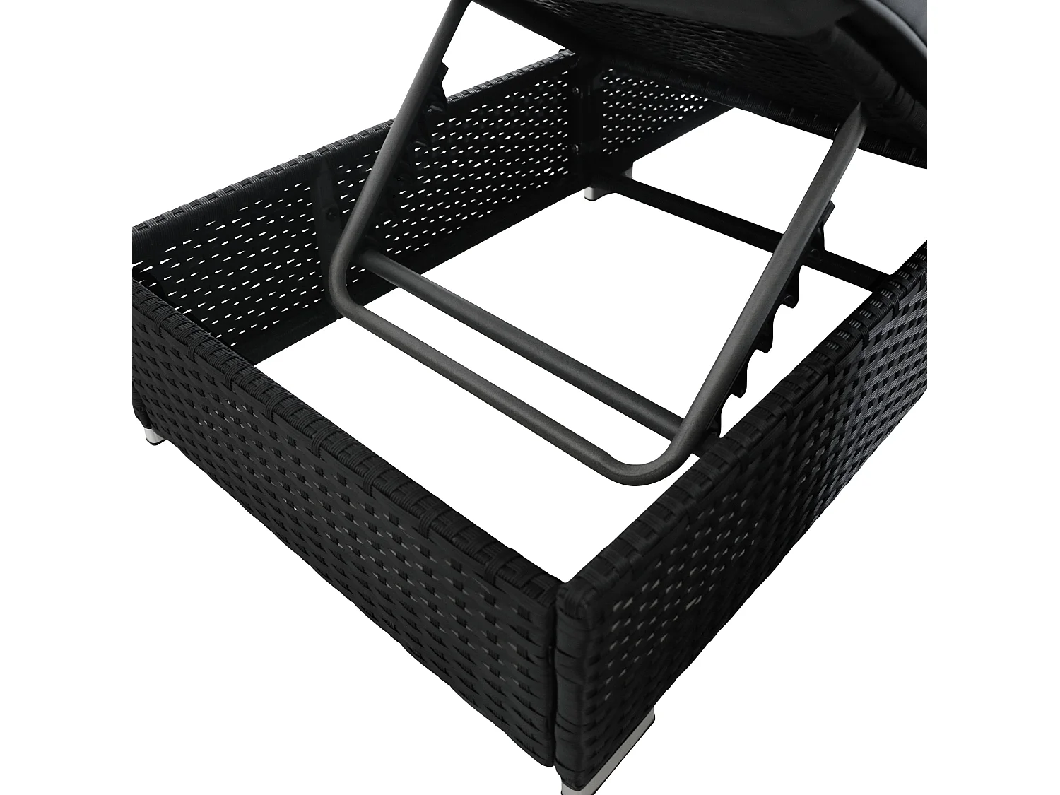 Polyrattan ligbed set 3-delig – 2 verstelbare zwarte ligbedden & bijzettafel