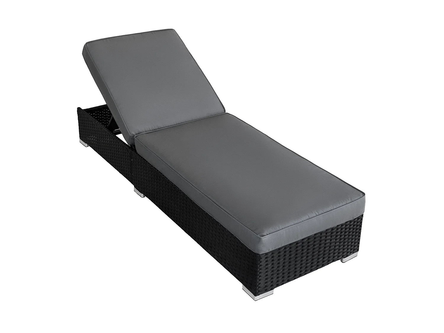 Polyrattan ligbed set 3-delig – 2 verstelbare zwarte ligbedden & bijzettafel
