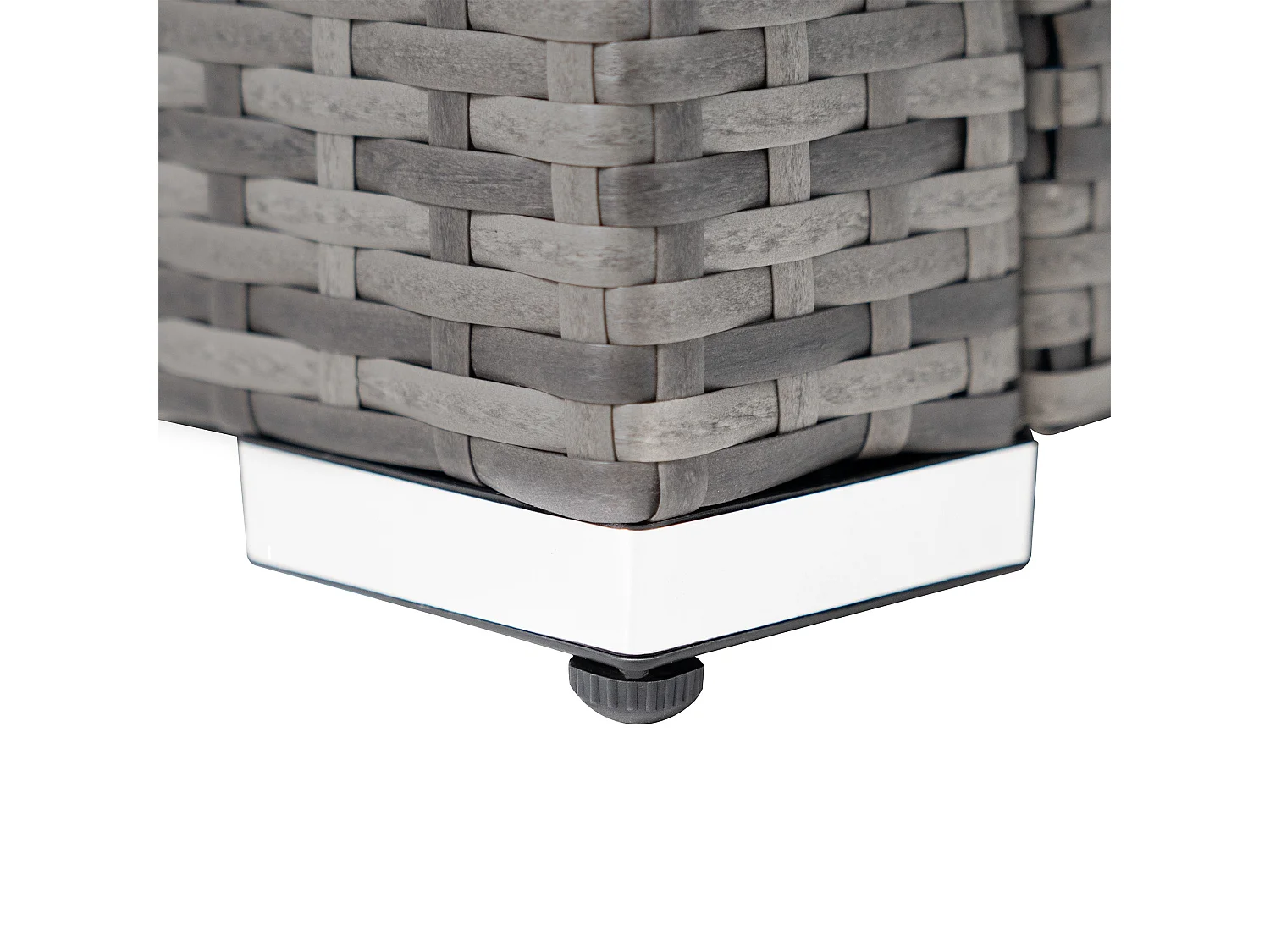 Ensemble Salon de Jardin Coin en Rotin Gris & Table en Bois Composite