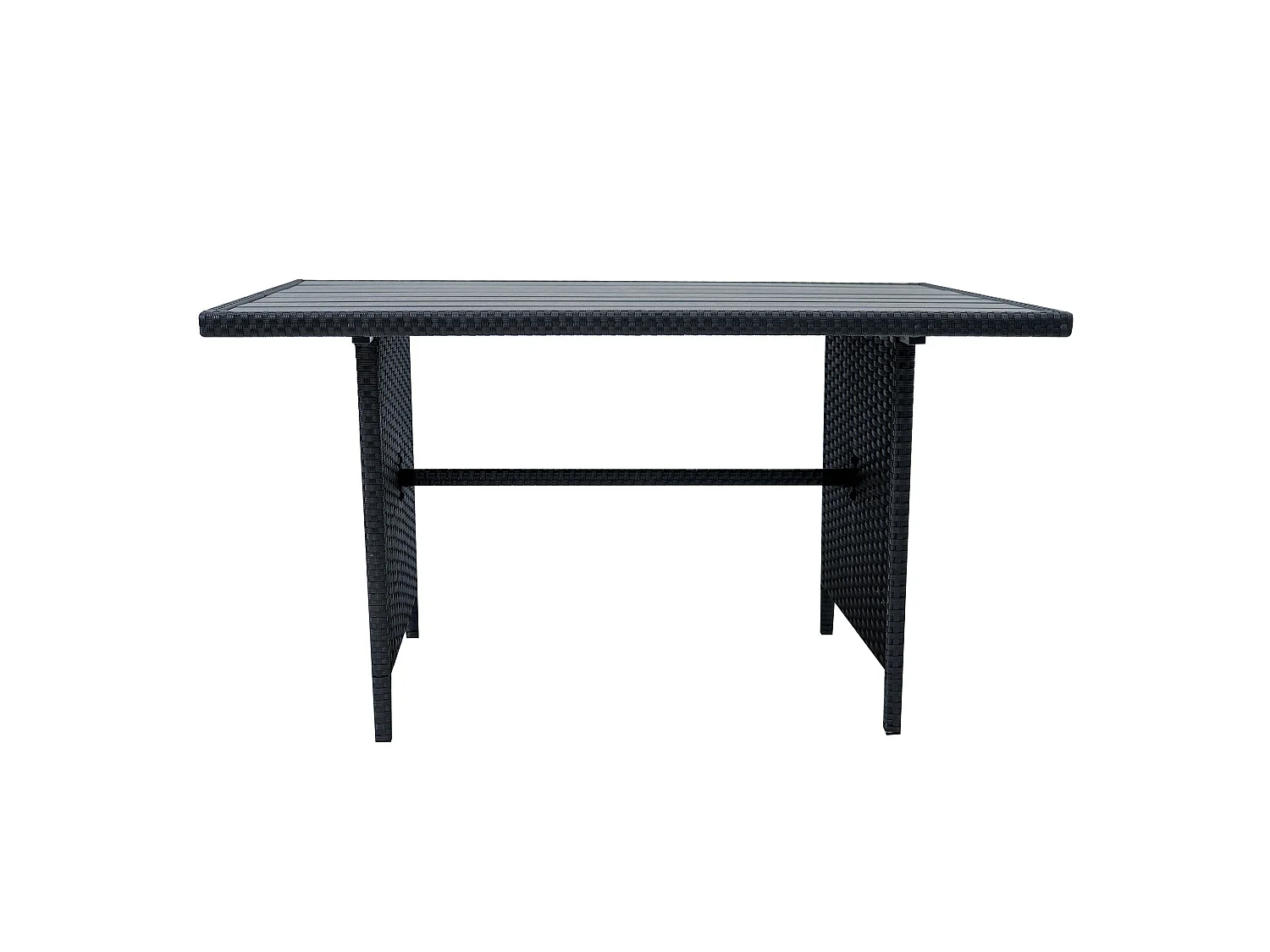 Ensemble Salon de Jardin Coin en Rotin Noir & Table en Bois Composite