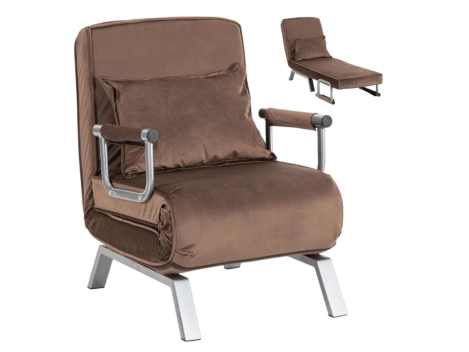 BART Reclining Armchair Velour Marrom