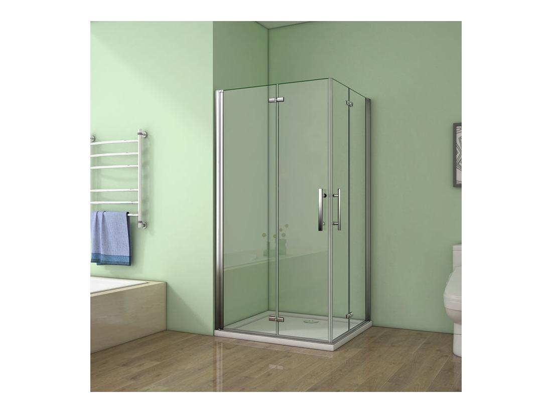 vente unique Cabine de douche pivotante et pliante 100x90x195cm en 6mm verre securit anticalcaire poignée en inox