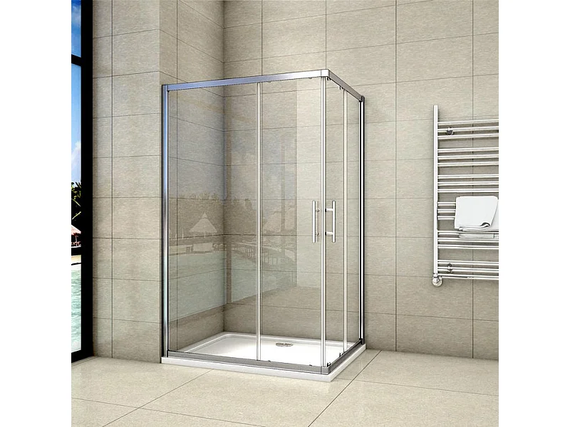 Cabine de douche coulissante 120x110x195cm en 6mm verre securit anticalcaire, L'accès d'angle