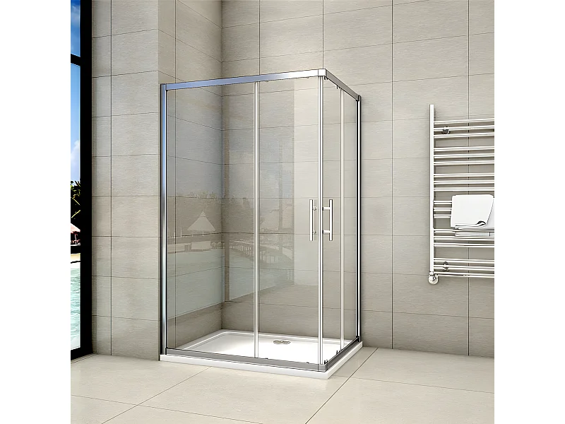 Cabine de douche coulissante 100x80x195cm en 6mm verre securit anticalcaire, L'accès d'angle