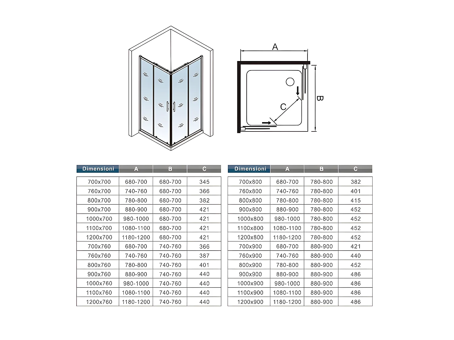 Cabine de douche coulissante 100x80x195cm en 6mm verre securit anticalcaire, L'accès d'angle