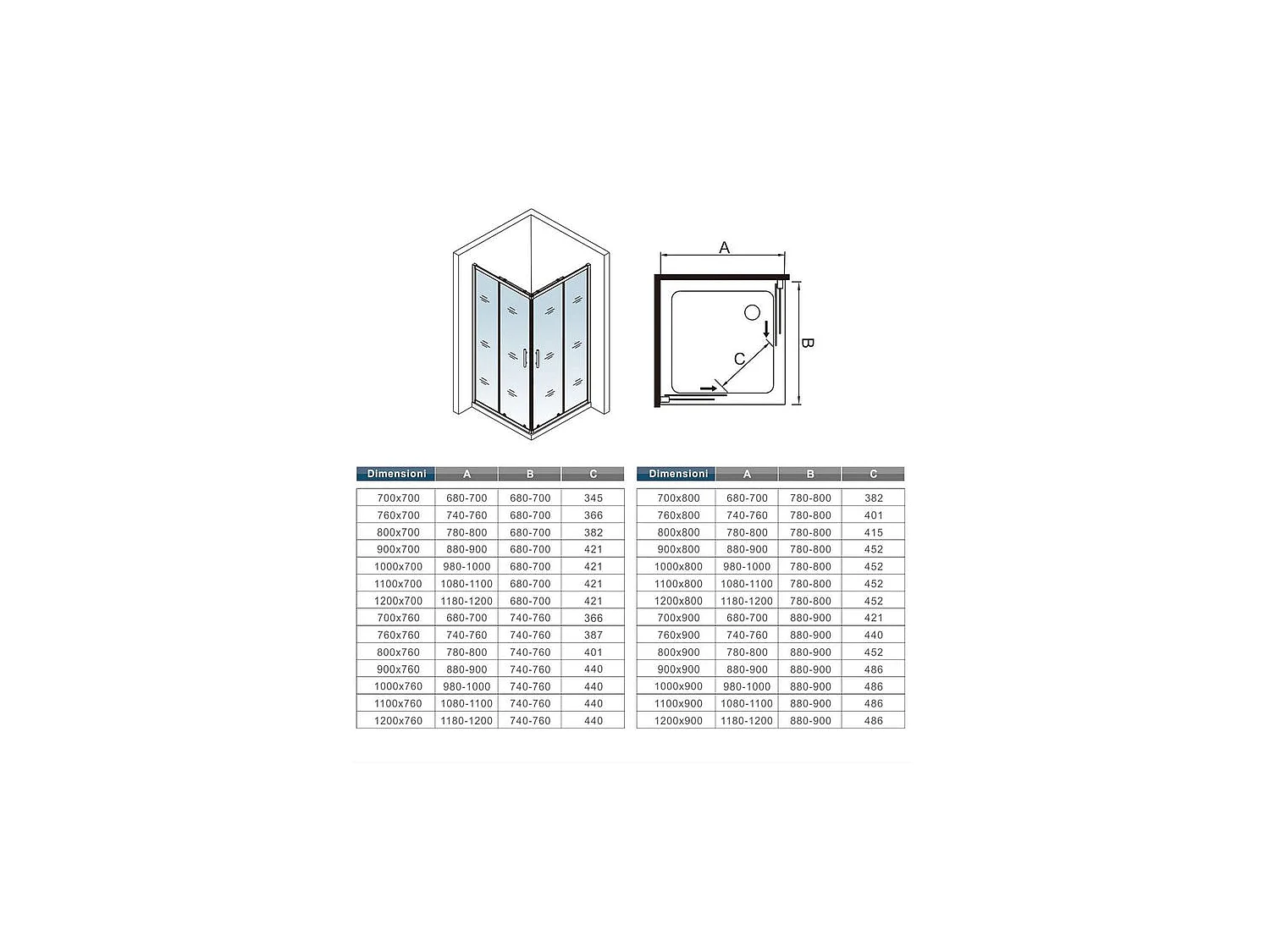 Cabine de douche coulissante 70x70x195cm en 6mm verre securit anticalcaire, L'accès d'angle