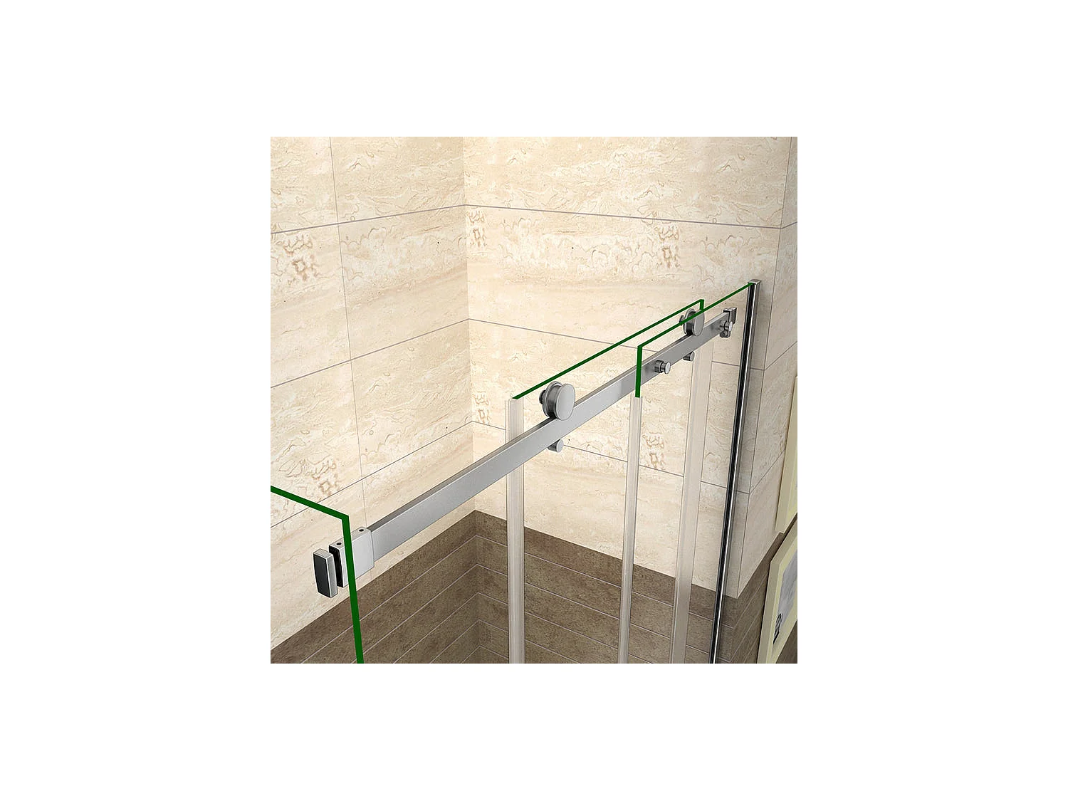 Cabine de douche coulissante 150x100x195cm, porte de douche 150cm + paroi latérale Hauteur 195cm, verre 8mm anticalcaire