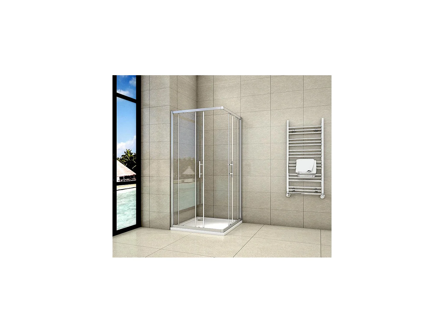 Cabine de douche coulissante 110x76x195cm en 6mm verre securit anticalcaire, L'accès d'angle