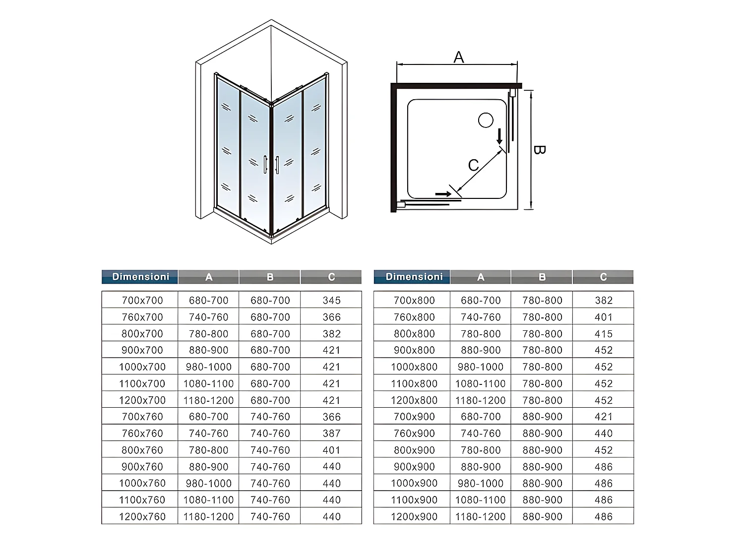Cabine de douche coulissante 120x100x195cm en 6mm verre securit anticalcaire, L'accès d'angle