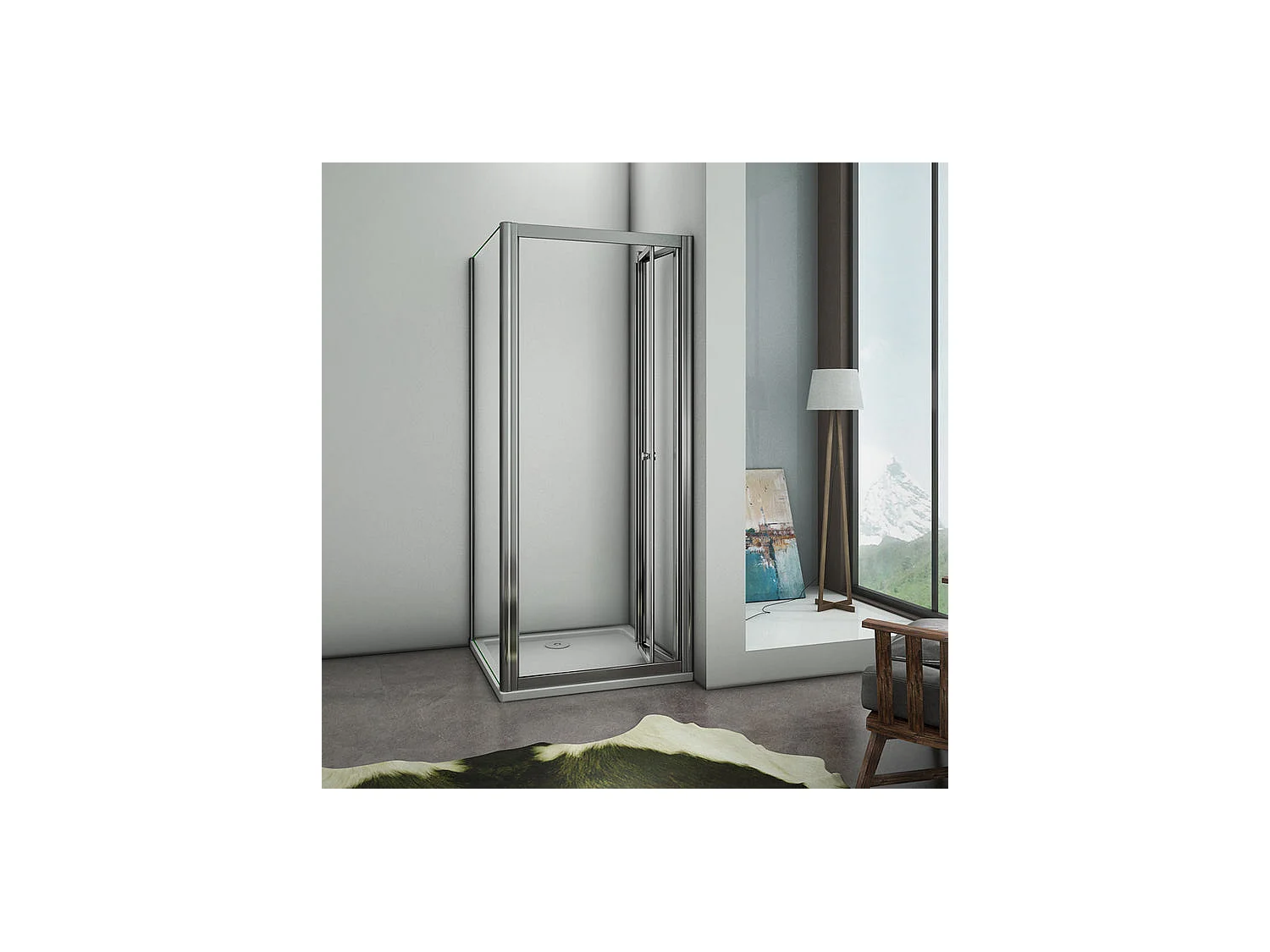 Cabine de douche pliante 100x70x185cm, porte de douche pliante 100cm avec une paroi de douche fixe, verre de sécurité et transparent