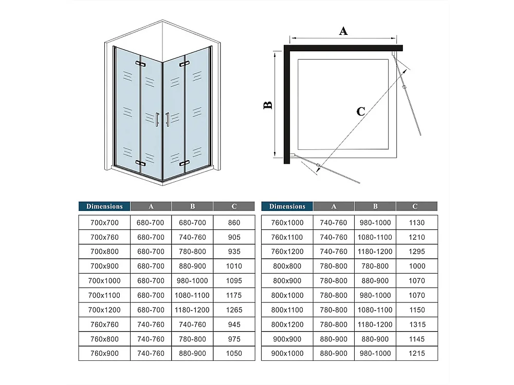 Cabine de douche pivotante et pliante 90x76x195cm en 6mm verre securit anticalcaire, poignée en inox