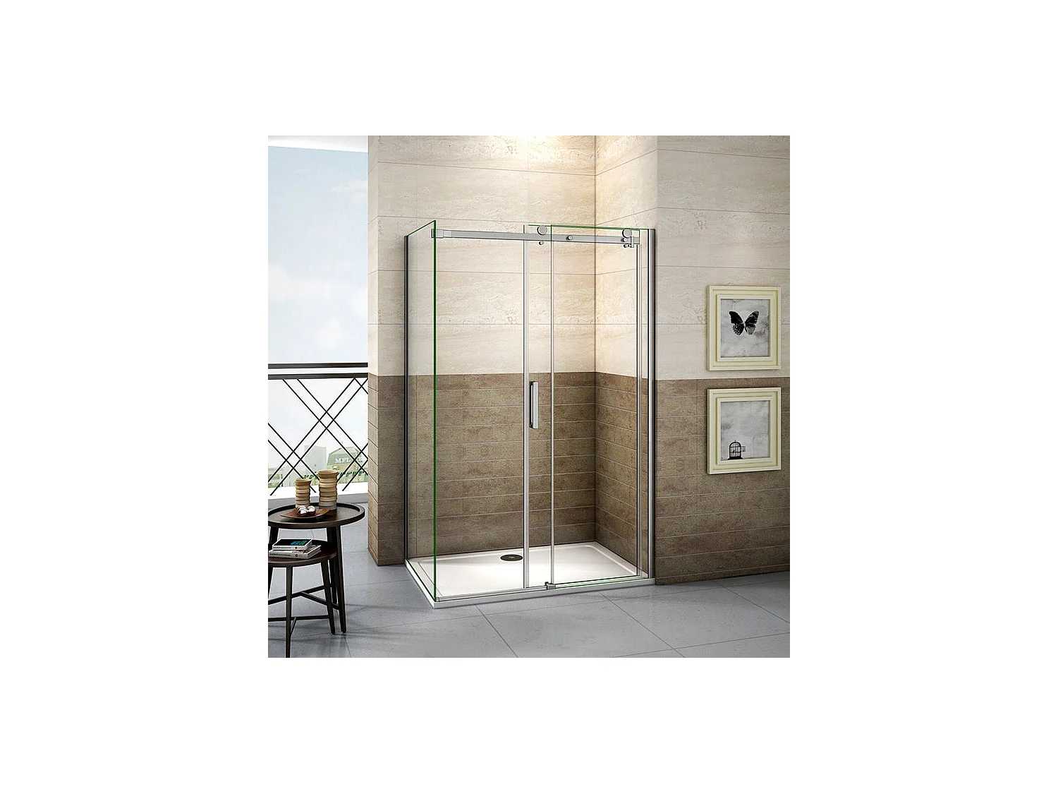 Cabine de douche coulissante 140x70x195cm, porte de douche 140cm + paroi latérale Hauteur 195cm, verre 8mm anticalcaire